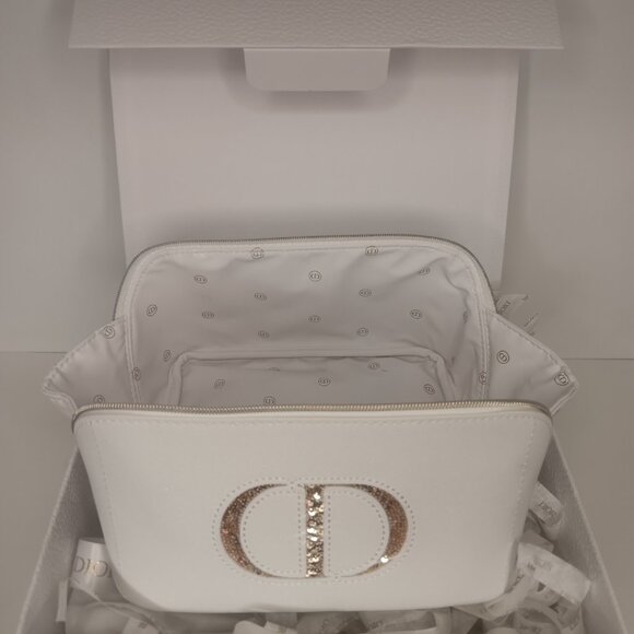 CHRISTIAN DIOR WHITE & GOLD COSMETIC BEAUTY BAG - Picture 5 of 12